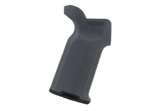 The Magpul MOE K2 Plus stealth grey pistol grip features a rubber overmolded texture